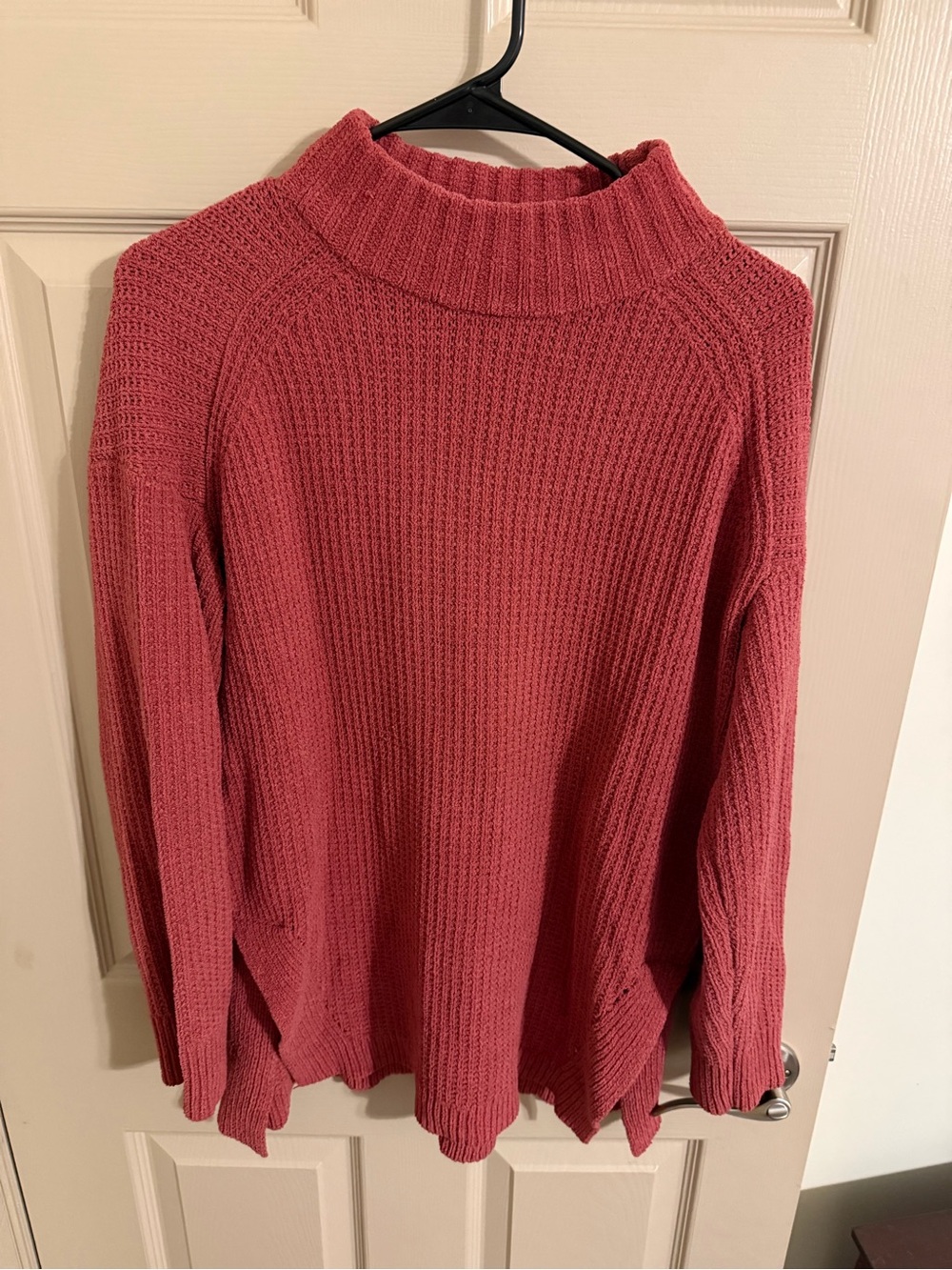 a new day Ribbed Mock Neck Sweater in Rose Pink